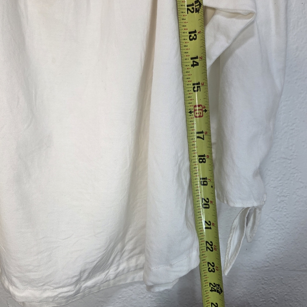 Madewell Top Blouse XS Women's Indigo Cold Shoulder 3/4 Sleeve White 100% Cotton - Picture 13 of 15